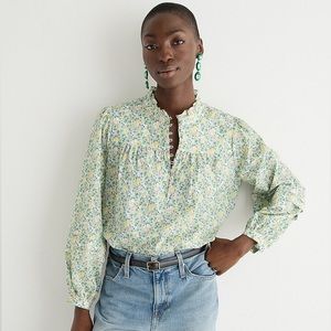 J. Crew Button-Front Ruffleneck Popover Shirt in Liberty Colour Fields fabric